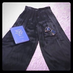 Black Satin Palazzo Pants